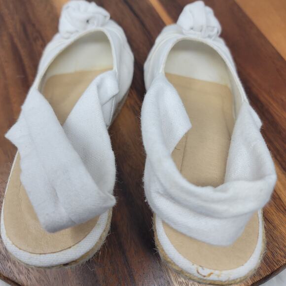 Colin Stuart Women White Fabric Upper Knotted Detail Espadrille Wedge Shoe 7.5 - Picture 6 of 8